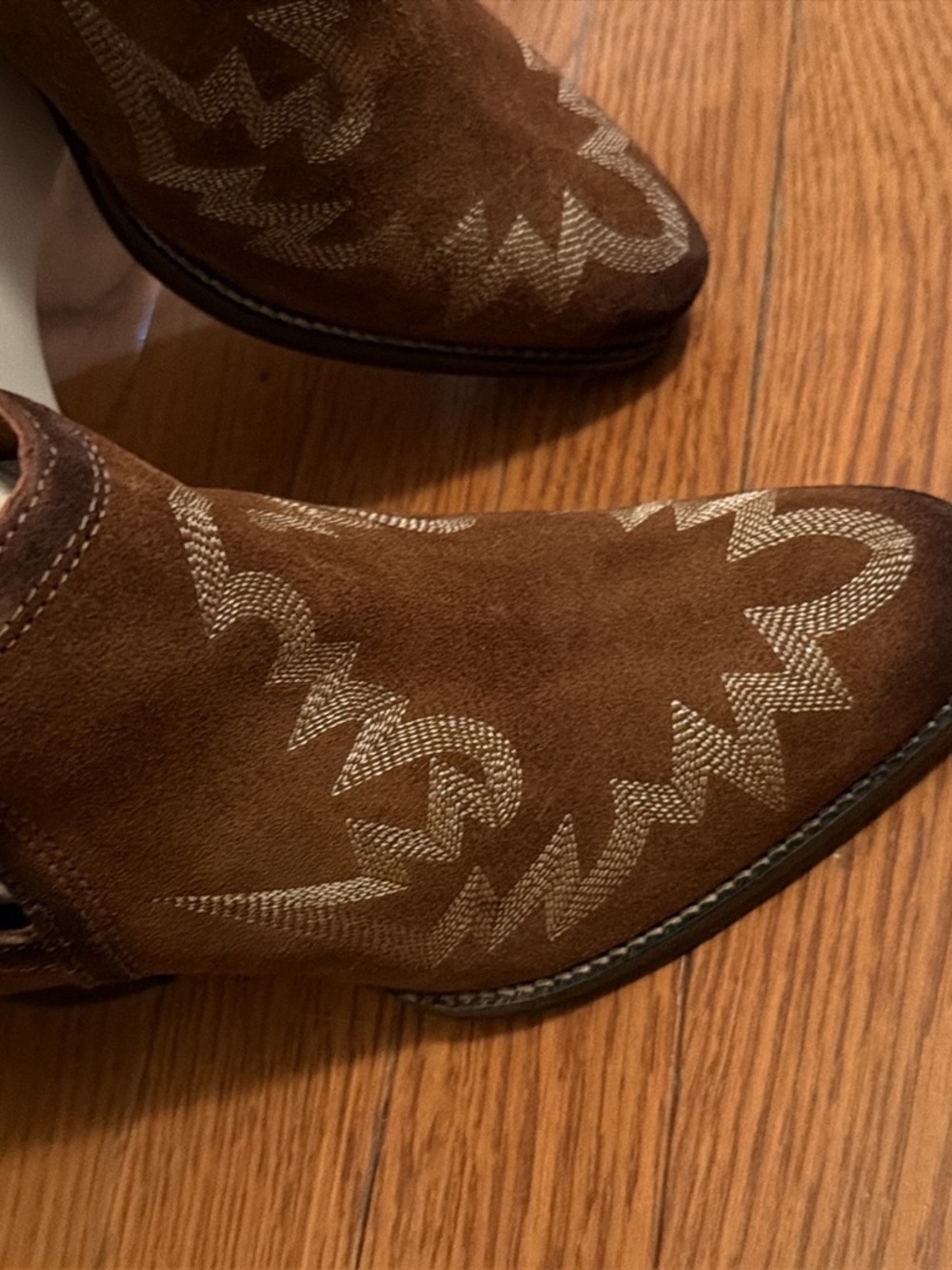 Roper Brown Suede Western Ankle Bootie with Contrast Stitching - Picture 4 of 4